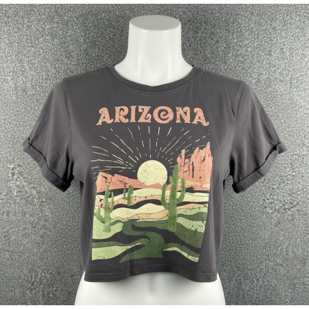 Love Peace and‎ Lazy Days Cotton Crop Tee Women's XS Embroidered Boho Arizona